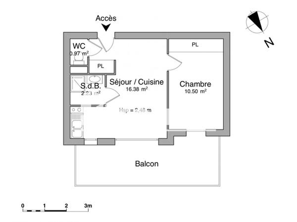 Location Appartement meublé 2 pièces 30.08 m² - 6 RUE DE LA SOLE La Rochelle 17000