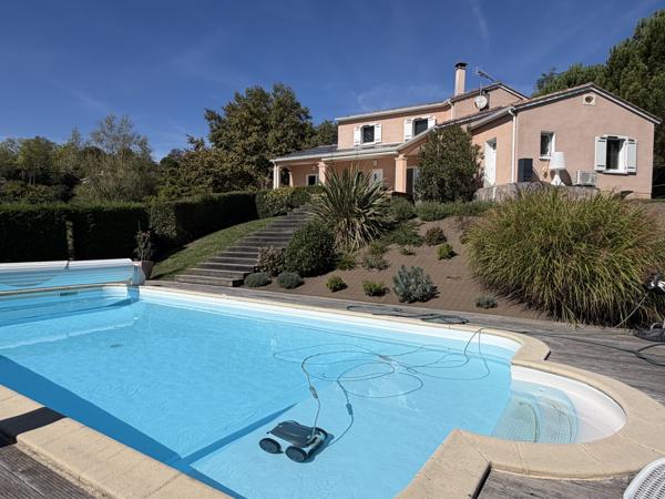Villeneuve-sur-Lot (47300) Aux portes de Villeneuve-sur-Lot - Villa moderne d'environ 176 m2, 5 chambres avec piscine et vue dominante