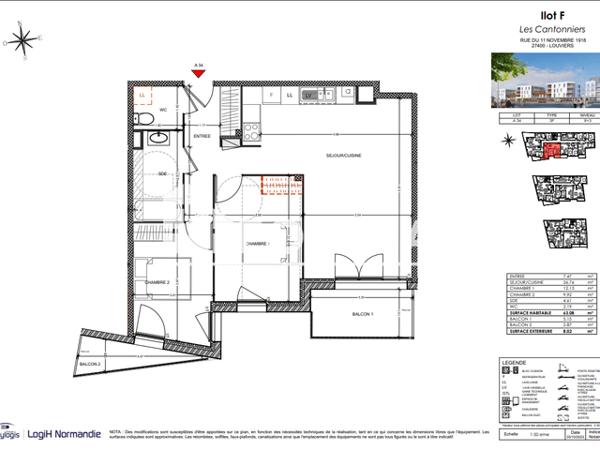 Location Appartement 3 pièces 63.08 m² - Louviers 27400