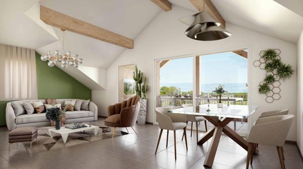 EXCLUSIVITE A 15 mn d'EVIAN T4 77 m² dernier étage vue lac panoramique, garage et stationnement (74500)