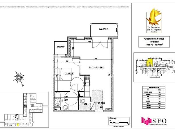 Location Appartement 2 pièces 46.1 m² - 1 - 3 RUE DE VERMONT Honfleur 14600