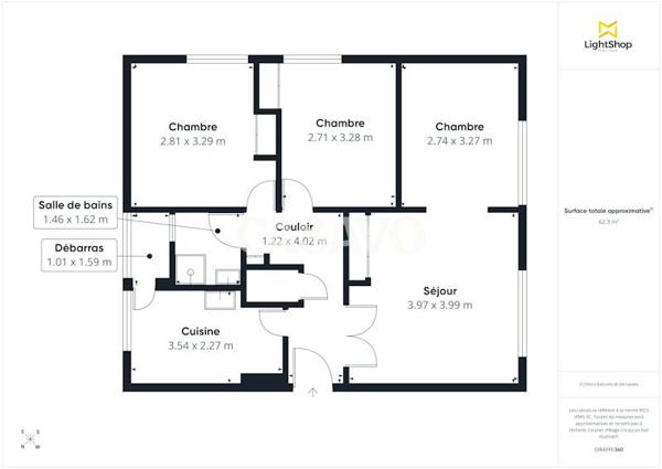 Vente Appartement 4 pièces de 61m² - 69300 Caluire-et-Cuire