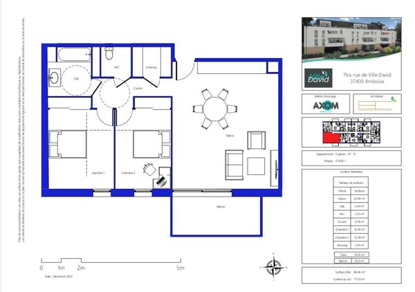Appartement Amboise 3 pièce(s) - Résidence Villa David