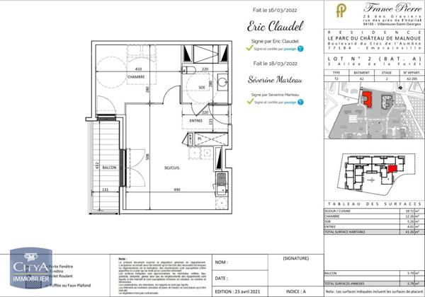 Appartement à louer 2 pièces 41.26m²