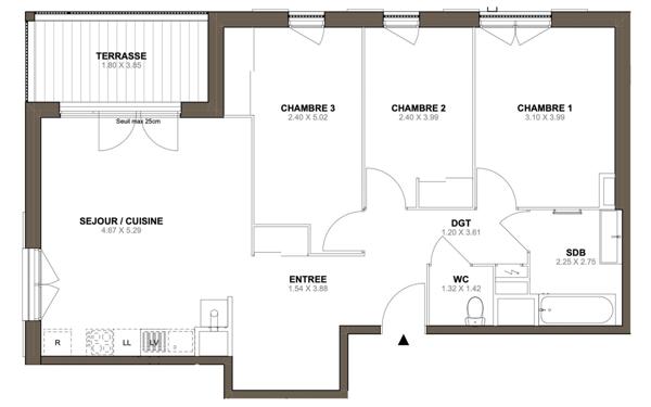 Appartement à vendre    4 pièces • 79,05 m2 Sain-Bel