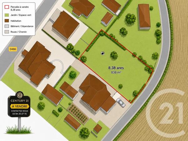 Terrain à vendre  838 m 2   LURE  - 70