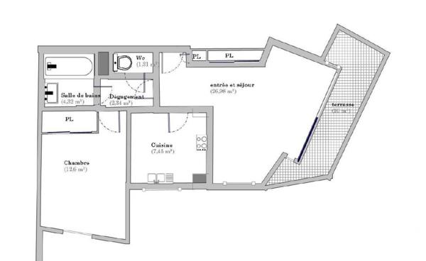 Appartement à vendre 2 pièces 55 m² Courbevoie