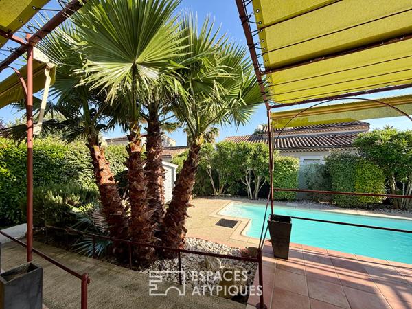 Maison quartier Chabrillan Montélimar avec studio indépendant, accès PMR, piscine et jardin paysagé