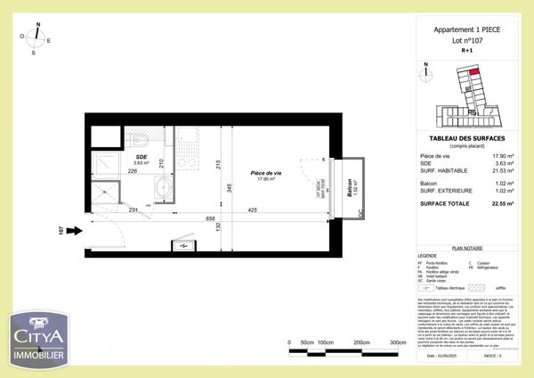 Appartement à vendre 1 pièce 21.53m² Joué-lès-Tours (37300)