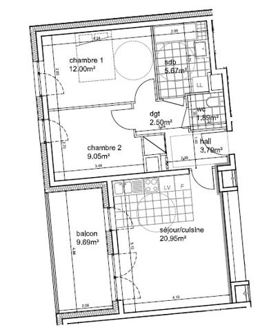 Appartement Metz 55.96 m²