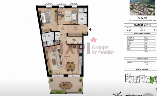 Appartement Aime La Plagne 3 pièce(s) 85 m2 , Aime la plagne