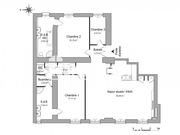 Location Appartement 3 pièces 122.29 m² - 1 PLACE GRAMONT Pau 64000