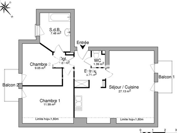 Location Appartement 3 pièces 64.64 m² - VILLAS DE LA PLAGE 1 Courseulles Sur Mer 14470
