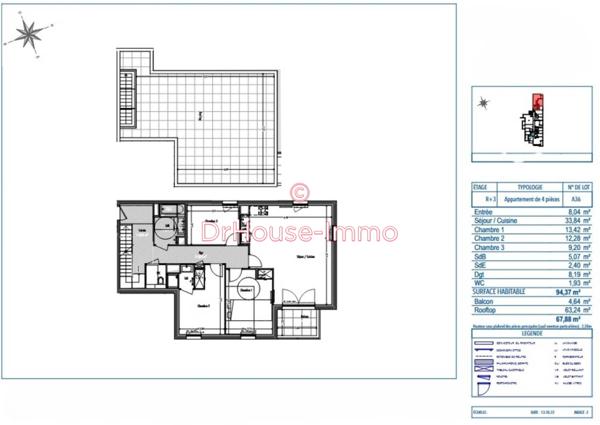 Appartement à vendre 4 pièces de 94 m²