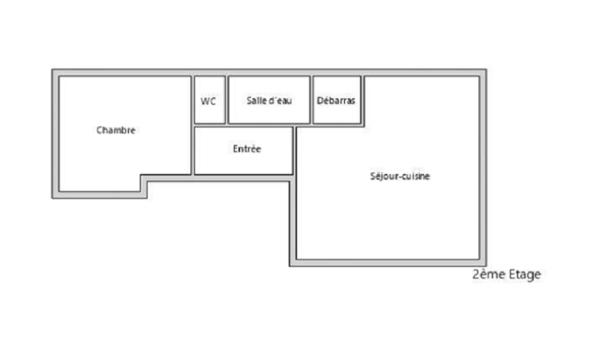Appartement de 38.78 m² au 2éme étage d'un petit immeuble proche du centre-ville