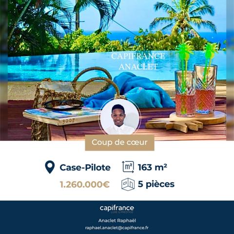 ❤️COUP DE CŒUR❤️ À vendre – Villa contemporaine avec piscine à débordement, vue mer et dépendance locative 97222 CASE-PILOTE