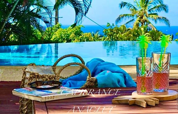 ❤️COUP DE CŒUR❤️ À vendre – Villa contemporaine avec piscine à débordement, vue mer et dépendance locative 97222 CASE-PILOTE