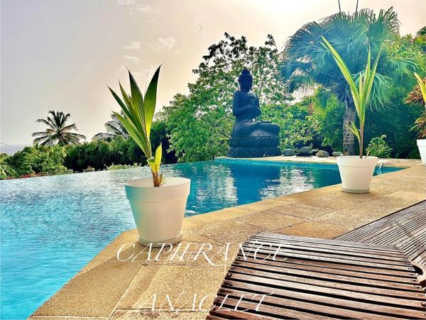 ❤️COUP DE CŒUR❤️ À vendre – Villa contemporaine avec piscine à débordement, vue mer et dépendance locative 97222 CASE-PILOTE