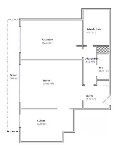 Appartement F2 à vendre  2 pièces - 50 m2 PARIS - 75014