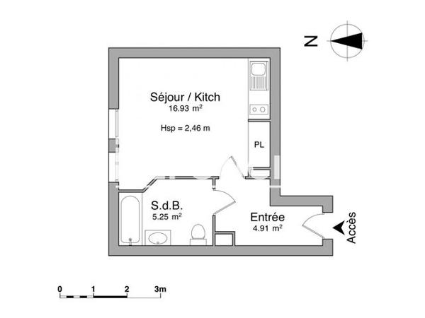Location Studio 26.7 m² - 23 RUE DU DOCTEUR FIGHIERA Nice 06300