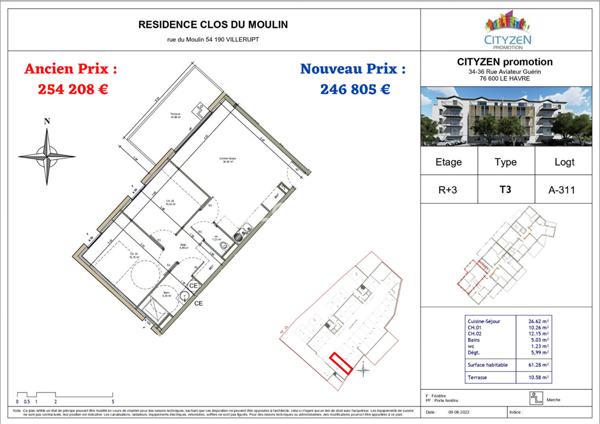 Achat appartement Villerupt - 3 pièce(s) - 60 m² - 235 949 €