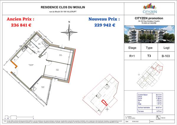 Achat appartement Villerupt - 3 pièce(s) - 60 m² - 235 949 €