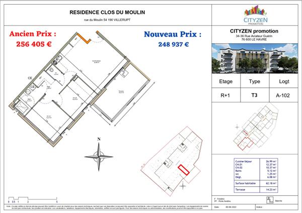 Achat appartement Villerupt - 3 pièce(s) - 60 m² - 235 949 €