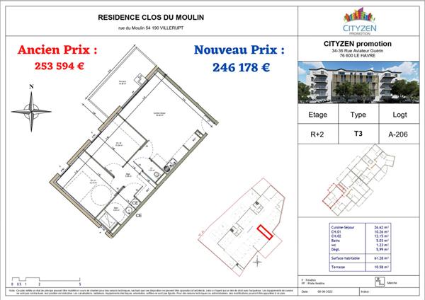 Achat appartement Villerupt - 3 pièce(s) - 60 m² - 235 949 €