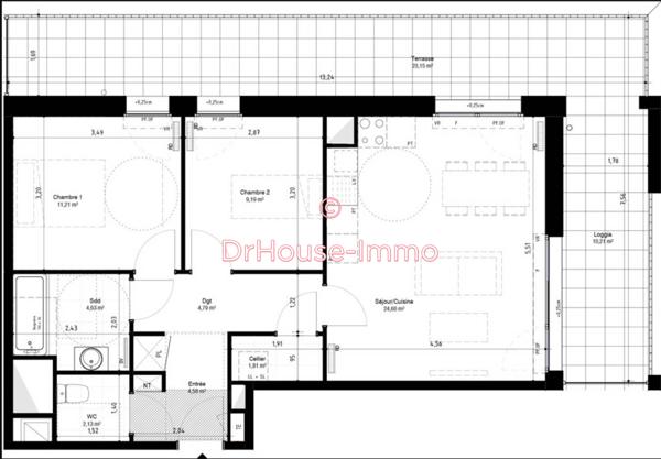Appartement à vendre 3 pièces de 63 m²