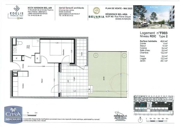 Appartement à louer 2 pièces 42.5m²