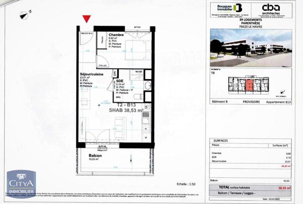 Appartement à louer 2 pièces 38.53m²