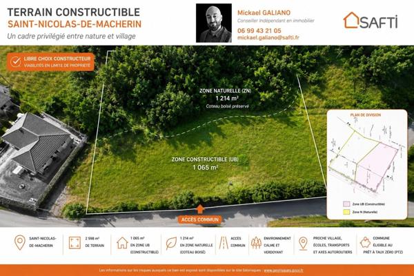 TERRAIN CONSTRUCTIBLE SECTEUR SAINT-NICOLAS-DE-MACHERIN