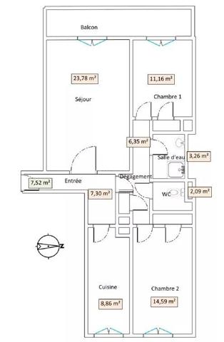 Location Appartement 3 pièces 77 m2 à Asnières-sur-Seine