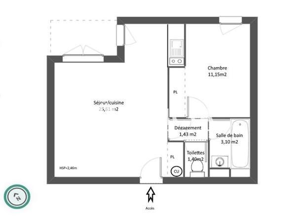 Location Appartement 2 pièces 42.69 m² - 4 RUE HONORE DE BALZAC Saintes 17100