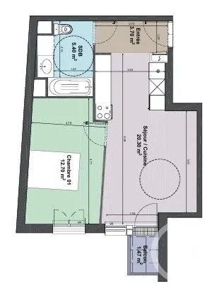 Appartement F2 à vendre  2 pièces - 42,10 m 2   THIAIS  - 94