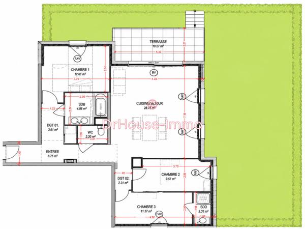 Appartement à vendre 4 pièces de 87 m²