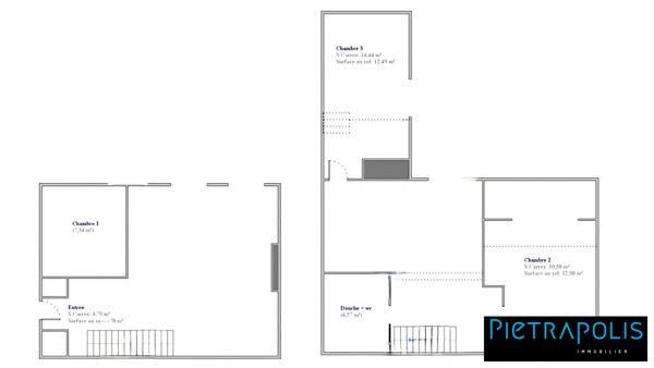 CLIMATISE - Rue Ney - DUPLEX en DERNIER ETAGE - T5 de 86 m²