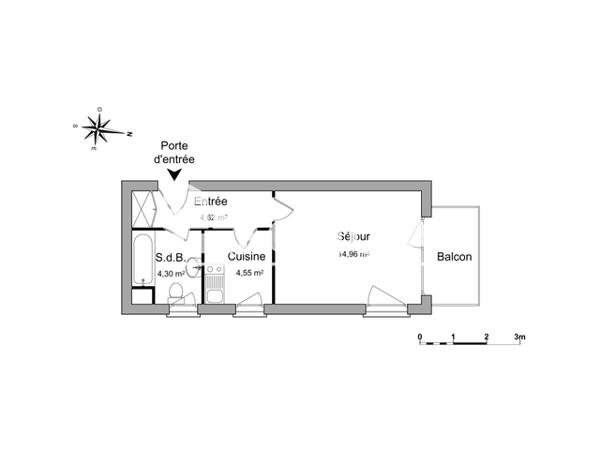 Location Studio 28.43 m² - 16 RUE DE COPENHAGUE Strasbourg 67000