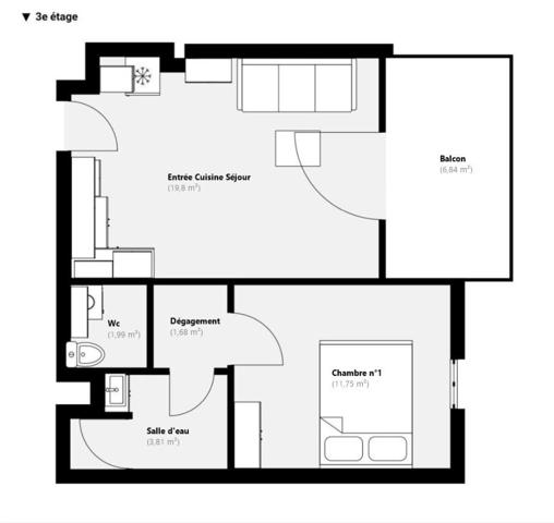 Appartement T2 - Balcon - Garage