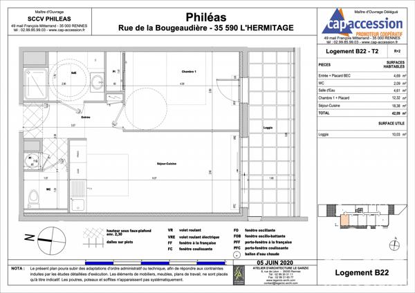 Appartement à vendre 2 pièces 42,09 m² L'Hermitage