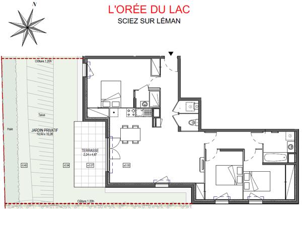 Appartement Sciez 4 pièces 89 m2