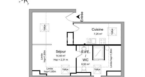 Location Studio 28.65 m² - Ponthierry 77310