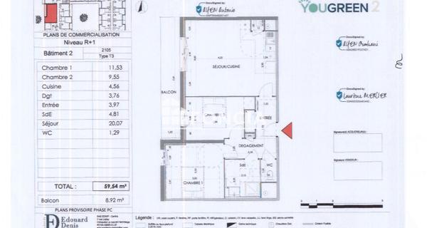 Location Appartement 3 pièces 59.54 m² - Saran 45770