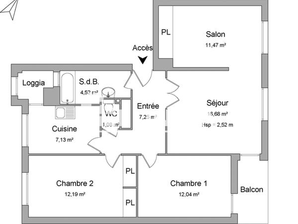 Location Appartement 4 pièces 72.36 m² - PROMENADE CERVANTES Nimes 30900