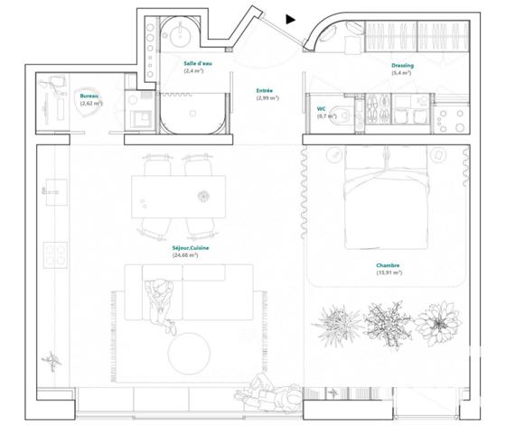 Appartement à vendre 2 pièces 55 m² Paris 15