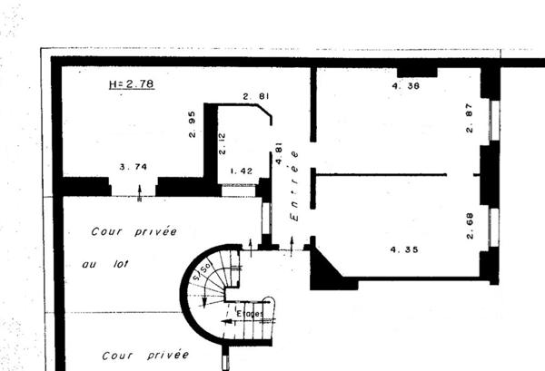 3 pièces à rénover - cour terrasse