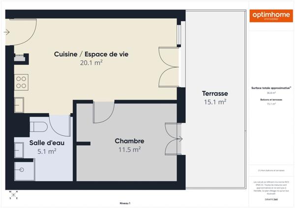 CASTELNAU-LE-LEZ (34) – T2 RÉCENT AVEC GRANDE TERRASSE ET GARAGE FERMÉ