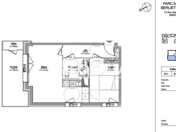 Location Appartement 2 pièces 45.19 m² - 74 RUE MARIUS BERLIET L Y O N 69008