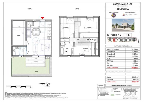 Maison Castelnau Le Lez - 4 pièces 91.35 m2 - Terrasse et Jardin - Garage attenant