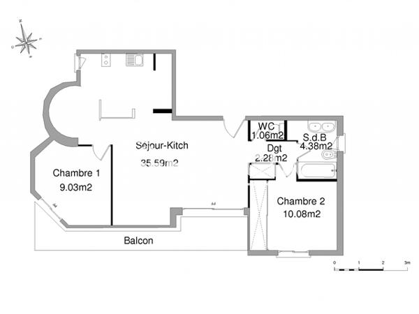 Location Appartement 3 pièces 62.42 m² - 18 RUE DES NOUVELLES ARENES Beziers 34500